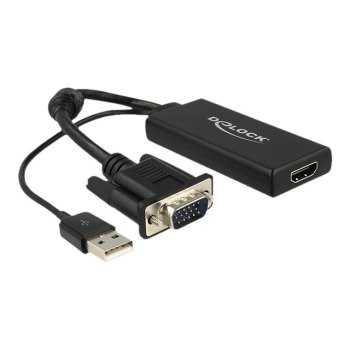 Delock Videokonverter - VGA - HDMI - Schwarz