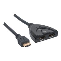 Manhattan HDMI Switch 2-Port, 1080p, Connects x2 HDMI sources to x1 display, Manual Switching (via button)