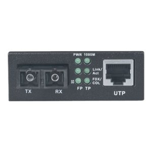 Intellinet Gigabit Ethernet Single Mode Media Converter, 10/100/1000Base-T to 1000Base-Lx (SC) Single-Mode, 20km (Euro 2-pin plug)