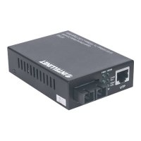 Intellinet Gigabit Ethernet Single Mode Media Converter, 10/100/1000Base-T to 1000Base-Lx (SC) Single-Mode, 20km (Euro 2-pin plug)