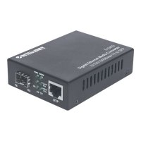 Intellinet Gigabit Ethernet auf SFP-Medienkonverter, 10/100/1000Base-TX auf SFP-Slot, leer - Medienkonverter - GigE - 10Base-T, 100Base-TX, 1000Base-T - RJ-45 / SFP (mini-GBIC)