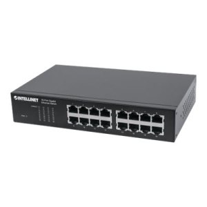 Intellinet 16-Port Gigabit Ethernet Switch, 16-Port RJ45 10/100/1000 Mbps, IEEE 802.3az Energy Efficient Ethernet, Desktop, 19" Rackmount (Euro 2-pin plug)