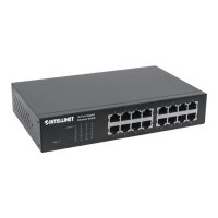 Intellinet 16-Port Gigabit Ethernet Switch, 16-Port RJ45 10/100/1000 Mbps, IEEE 802.3az Energy Efficient Ethernet, Desktop, 19" Rackmount