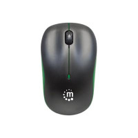 Manhattan Success Wireless Mouse, Black/Green, 1000dpi, 2.4Ghz (up to 10m), USB, Optical, Three Button with Scroll Wheel, USB micro receiver, AA battery (included), Low friction base, Three Year Warranty, Blister