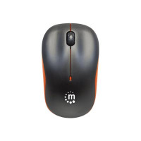 Manhattan Success Wireless Mouse, Black/Orange, 1000dpi, 2.4Ghz (up to 10m), USB, Optical, Three Button with Scroll Wheel, USB micro receiver, AA battery (included), Low friction base, Three Year Warranty, Blister