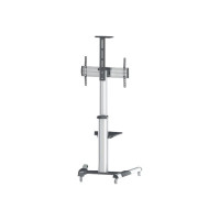 Manhattan TV & Monitor Mount, Trolley Stand, 1 screen, Screen Sizes: 37-65", Silver, VESA 200x200 to 600x400mm, Max 50kg, LFD, Lifetime Warranty - Wagen - für Flachbildschirm / AV-Ausrüstung - Schwarz, Silber - Bildschirmgröße: 94-177.8 cm (37"-70")