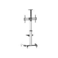 Manhattan TV & Monitor Mount, Trolley Stand, 1 screen, Screen Sizes: 37-65", Silver, VESA 200x200 to 600x400mm, Max 50kg, LFD, Lifetime Warranty - Wagen - für Flachbildschirm / AV-Ausrüstung - Schwarz, Silber - Bildschirmgröße: 94-177.8 cm (37"-70")