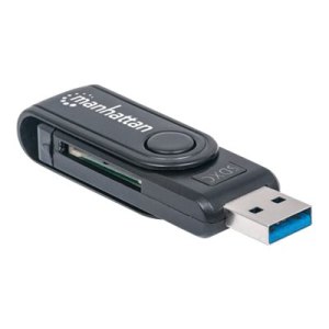 Manhattan USB-A Mini Multi-Card Reader/Writer, 5 Gbps (USB 3.2 Gen1 aka USB 3.0)