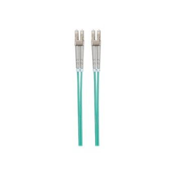 Intellinet Fibre Optic Patch Cable, OM3, LC/LC, 2m, Aqua, Duplex, Multimode, 50/125 Âµm, LSZH, Fiber, Lifetime Warranty, Polybag