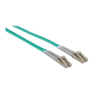 Intellinet Fibre Optic Patch Cable, OM3, LC/LC, 2m, Aqua, Duplex, Multimode, 50/125 Âµm, LSZH, Fiber, Lifetime Warranty, Polybag