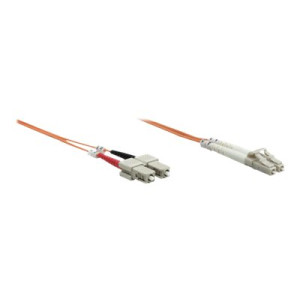 Intellinet Fiber Optic Patch Cable, OM2, LC/SC, 1m, Orange, Duplex, Multimode, 50/125 µm, LSZH, Fibre, Lifetime Warranty, Polybag