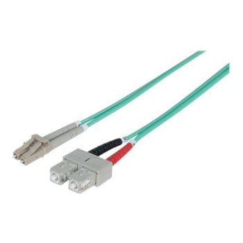 Intellinet Fibre Optic Patch Cable, OM3, LC/SC, 3m, Aqua, Duplex, Multimode, 50/125 Âµm, LSZH, Fiber, Lifetime Warranty, Polybag