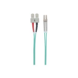 Intellinet Fibre Optic Patch Cable, OM3, LC/SC, 3m, Aqua, Duplex, Multimode, 50/125 Âµm, LSZH, Fiber, Lifetime Warranty, Polybag