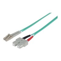 Intellinet Fibre Optic Patch Cable, OM3, LC/SC, 3m, Aqua, Duplex, Multimode, 50/125 Âµm, LSZH, Fiber, Lifetime Warranty, Polybag