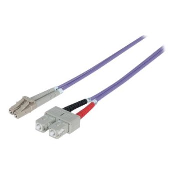 Intellinet Fibre Optic Patch Cable, OM4, LC/SC, 1m, Violet, Duplex, Multimode, 50/125 Âµm, LSZH, Fiber, Lifetime Warranty, Polybag - Patch-Kabel - SC multi-mode (M)