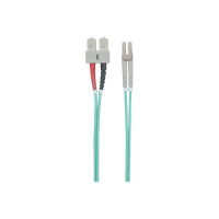 Intellinet Fibre Optic Patch Cable, OM3, LC/SC, 1m, Aqua, Duplex, Multimode, 50/125 Âµm, LSZH, Fiber, Lifetime Warranty, Polybag - Patch-Kabel - SC multi-mode (M)