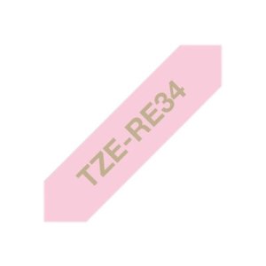 Brother TZe-RE34 - Gold on pink