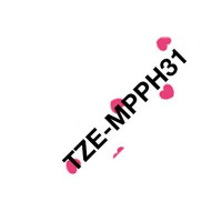 Brother TZe-MPPH31 - Schwarz auf rosafarbenen Herzen - Rolle (1,2 cm x 4 m)