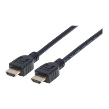 Manhattan HDMI Cable with Ethernet (CL3 rated, suitable for In-Wall use), 4K@60Hz (Premium High Speed), 1m, Male to Male, Black, Ultra HD 4k x 2k, In-Wall rated, Fully Shielded, Gold Plated Contacts, Lifetime Warranty, Polybag