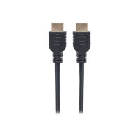 Manhattan HDMI Cable with Ethernet (CL3 rated, suitable for In-Wall use), 4K@60Hz (Premium High Speed), 1m, Male to Male, Black, Ultra HD 4k x 2k, In-Wall rated, Fully Shielded, Gold Plated Contacts, Lifetime Warranty, Polybag