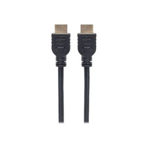 Manhattan HDMI Cable with Ethernet (CL3 rated, suitable for In-Wall use), 4K@60Hz (Premium High Speed), 2m, Male to Male, Black, Ultra HD 4k x 2k, In-Wall rated, Fully Shielded, Gold Plated Contacts, Lifetime Warranty, Polybag