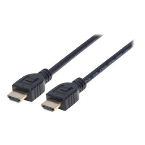Manhattan HDMI Cable with Ethernet (CL3 rated, suitable for In-Wall use), 4K@60Hz (Premium High Speed), 3m, Male to Male, Black, Ultra HD 4k x 2k, In-Wall rated, Fully Shielded, Gold Plated Contacts, Lifetime Warranty, Polybag