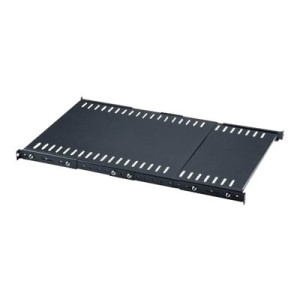 Intellinet 19" Tiefenverstellbarer Fachboden, 1 HE, tiefenverstellbar zwischen 550 mm und 1000 mm, Stahl, schwarz - Rack - Regal - Schwarz, RAL 9005 - 1U - 48.3 cm (19")