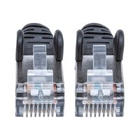 Intellinet Network Patch Cable, Cat7 Cable/Cat6A Plugs, 0.25m, Black, Copper, S/FTP, LSOH / LSZH, PVC, RJ45, Gold Plated Contacts, Snagless, Booted, Polybag