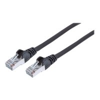 Intellinet Network Patch Cable, Cat7 Cable/Cat6A Plugs, 0.25m, Black, Copper, S/FTP, LSOH / LSZH, PVC, RJ45, Gold Plated Contacts, Snagless, Booted, Polybag