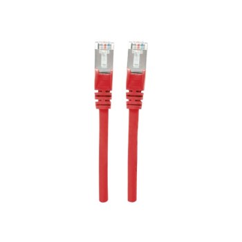 Intellinet Network Patch Cable, Cat7 Cable/Cat6A Plugs, 0.5m, Red, Copper, S/FTP, LSOH / LSZH, PVC, RJ45, Gold Plated Contacts, Snagless, Booted, Polybag