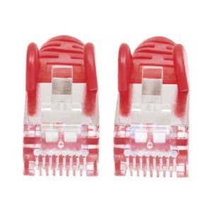 Intellinet Network Patch Cable, Cat7 Cable/Cat6A Plugs, 0.5m, Red, Copper, S/FTP, LSOH / LSZH, PVC, RJ45, Gold Plated Contacts, Snagless, Booted, Polybag