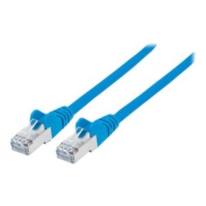 Intellinet Network Patch Cable, Cat7 Cable/Cat6A Plugs, 1.5m, Blue, Copper, S/FTP, LSOH / LSZH, PVC, RJ45, Gold Plated Contacts, Snagless, Booted, Polybag