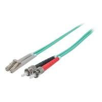 Intellinet Fibre Optic Patch Cable, OM3, ST/LC, 1m, Aqua, Duplex, Multimode, 50/125 Âµm, LSZH, Fiber, Lifetime Warranty, Polybag