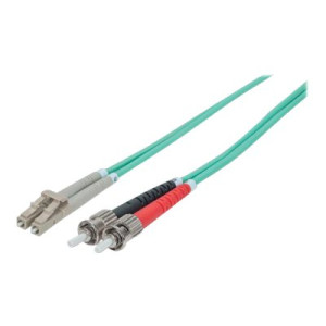 Intellinet Fibre Optic Patch Cable, OM3, ST/LC, 2m, Aqua,...