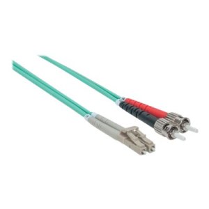 Intellinet Fibre Optic Patch Cable, OM3, ST/LC, 2m, Aqua, Duplex, Multimode, 50/125 Âµm, LSZH, Fiber, Lifetime Warranty, Polybag - Patch-Kabel - ST multi-mode (M)