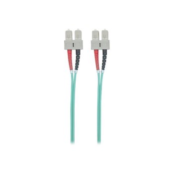 Intellinet Fibre Optic Patch Cable, OM3, SC/SC, 1m, Aqua, Duplex, Multimode, 50/125 Âµm, LSZH, Fiber, Lifetime Warranty, Polybag - Patch-Kabel - SC multi-mode (M)