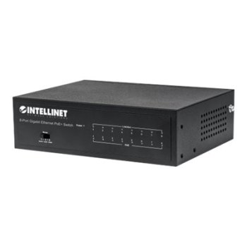 Intellinet 8-Port Gigabit Ethernet PoE+ Switch, IEEE 802.3at/af Power over Ethernet (PoE+/PoE)-