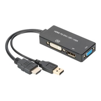 DIGITUS AK-330403-002-S - 0,2 m - HDMI - DP - DVI - DVI-D - Maschio - Femmina - Oro