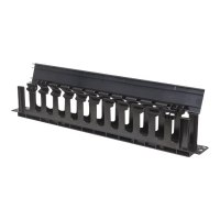 Intellinet 19" Cable Management Panel, 19" Rackmount Cable Manager, 1U, with Cover, Black