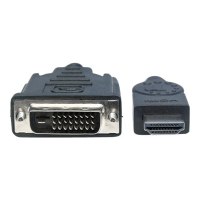 Manhattan HDMI to DVI-D 24+1 Cable, 3m, Male to Male, Black, Dual Link, Compatible with DVD-D, Lifetime Warranty, Polybag