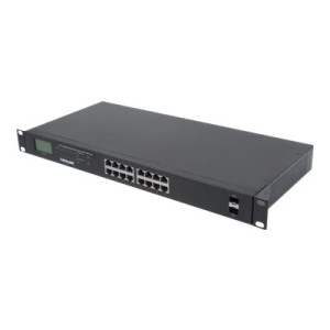 Intellinet 16-Port Gigabit Ethernet PoE+ Switch with 2 SFP Ports, LCD Display, IEEE 802.3at/af Power over Ethernet (PoE+/PoE)