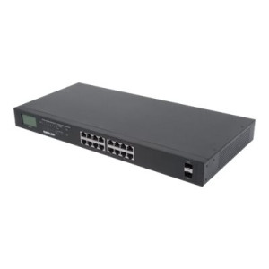 Intellinet 16-Port Gigabit Ethernet PoE+ Switch with 2 SFP Ports, LCD Display, IEEE 802.3at/af Power over Ethernet (PoE+/PoE)