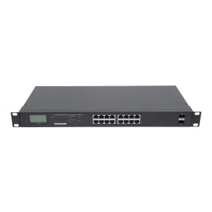 Intellinet 16-Port Gigabit Ethernet PoE+ Switch with 2 SFP Ports, LCD Display, IEEE 802.3at/af Power over Ethernet (PoE+/PoE)