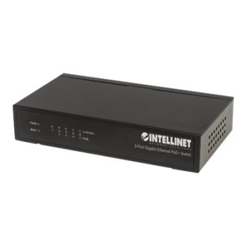 Intellinet 5-Port Gigabit Ethernet PoE+ Switch, 4 x PSE Ports, IEEE 802.3at/af Power over Ethernet (PoE+/PoE) Compliant, 60 W, Desktop