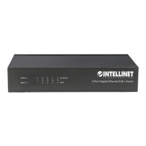 Intellinet 5-Port Gigabit Ethernet PoE+ Switch, 4 x PSE Ports, IEEE 802.3at/af Power over Ethernet (PoE+/PoE) Compliant, 60 W, Desktop