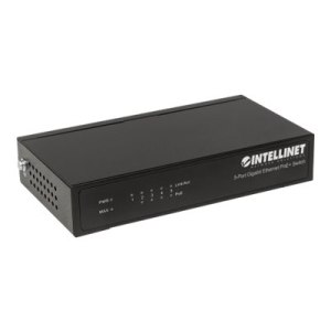 Intellinet 5-Port Gigabit Ethernet PoE+ Switch, 4 x PSE Ports, IEEE 802.3at/af Power over Ethernet (PoE+/PoE) Compliant, 60 W, Desktop