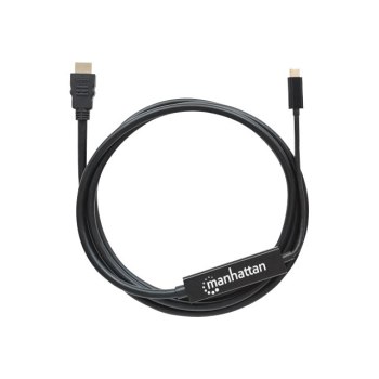 Manhattan USB-C to HDMI Cable, 4K@60Hz, 2m, Black, Equivalent to Startech CDP2HD2MBNL, Male to Male, Three Year Warranty, Polybag