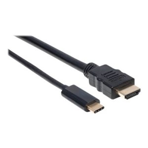 Manhattan USB-C to HDMI Cable, 4K@60Hz, 2m, Black, Equivalent to Startech CDP2HD2MBNL, Male to Male, Three Year Warranty, Polybag