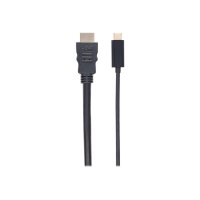 Manhattan USB-C to HDMI Cable, 4K@60Hz, 2m, Black, Equivalent to Startech CDP2HD2MBNL, Male to Male, Three Year Warranty, Polybag