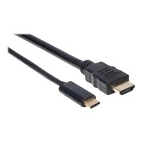 Manhattan USB-C to HDMI Cable, 4K@60Hz, 2m, Black, Equivalent to Startech CDP2HD2MBNL, Male to Male, Three Year Warranty, Polybag